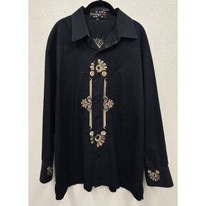 Royal Prestige Men’s Embroidered Shirt XL Black Gold Western Cowboy Rancher